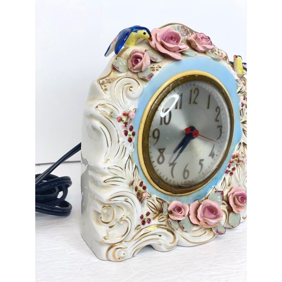 VTG. OCCUPIED JAPAN SC PORCELAIN CLOCK HANDPAINTED - Picture 4 of 15